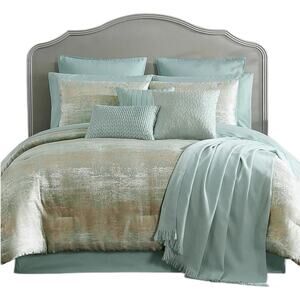 Hallmark Collectibles Vida 14 Pc Comforter Set Blue Gold Queen